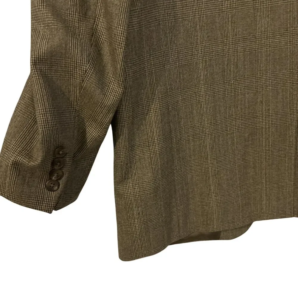 Polo University Club Ralph Lauren Brown Glen Plaid‎ Wool Blazer Sport Coat 43 T
